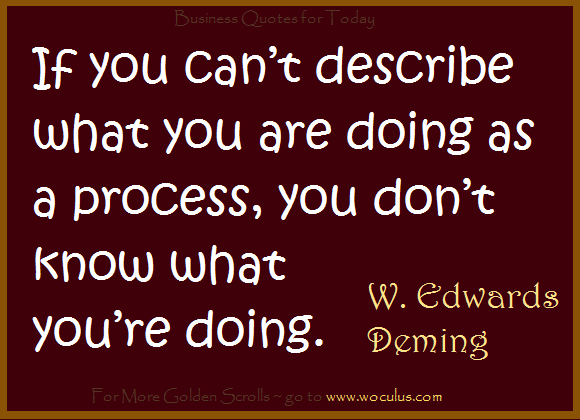 If you can’t describe what you are doing as a process, you don’t know what